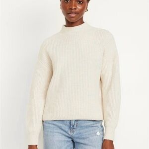 Old Navy Cream Women's SoSoft Cropped Mock-Neck Sweater